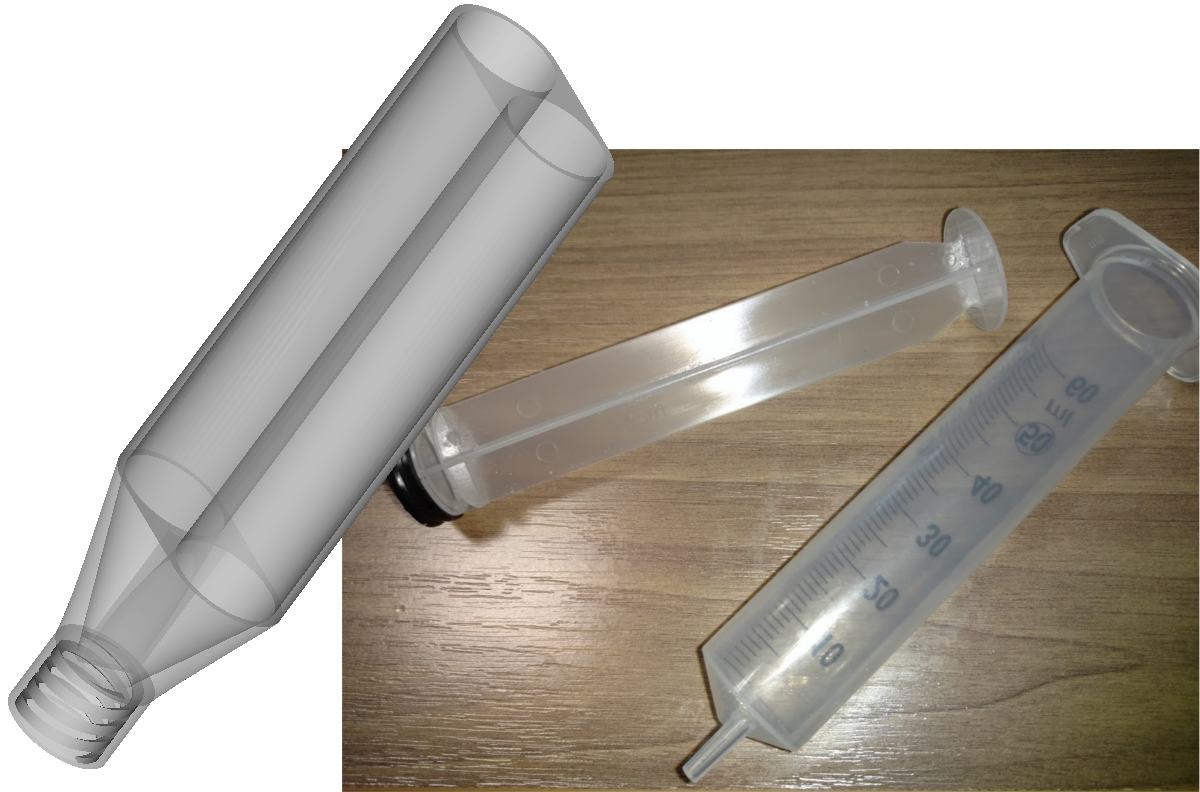 CAD design of a double compartment syringe